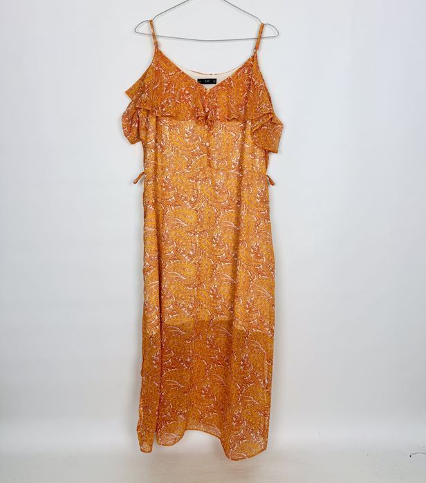 Pomarańczowa długa sukienka boho w orientalne wzory 3XL 46 F&F