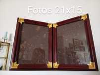 Moldura de mesa, dupla. Cantos em latão.