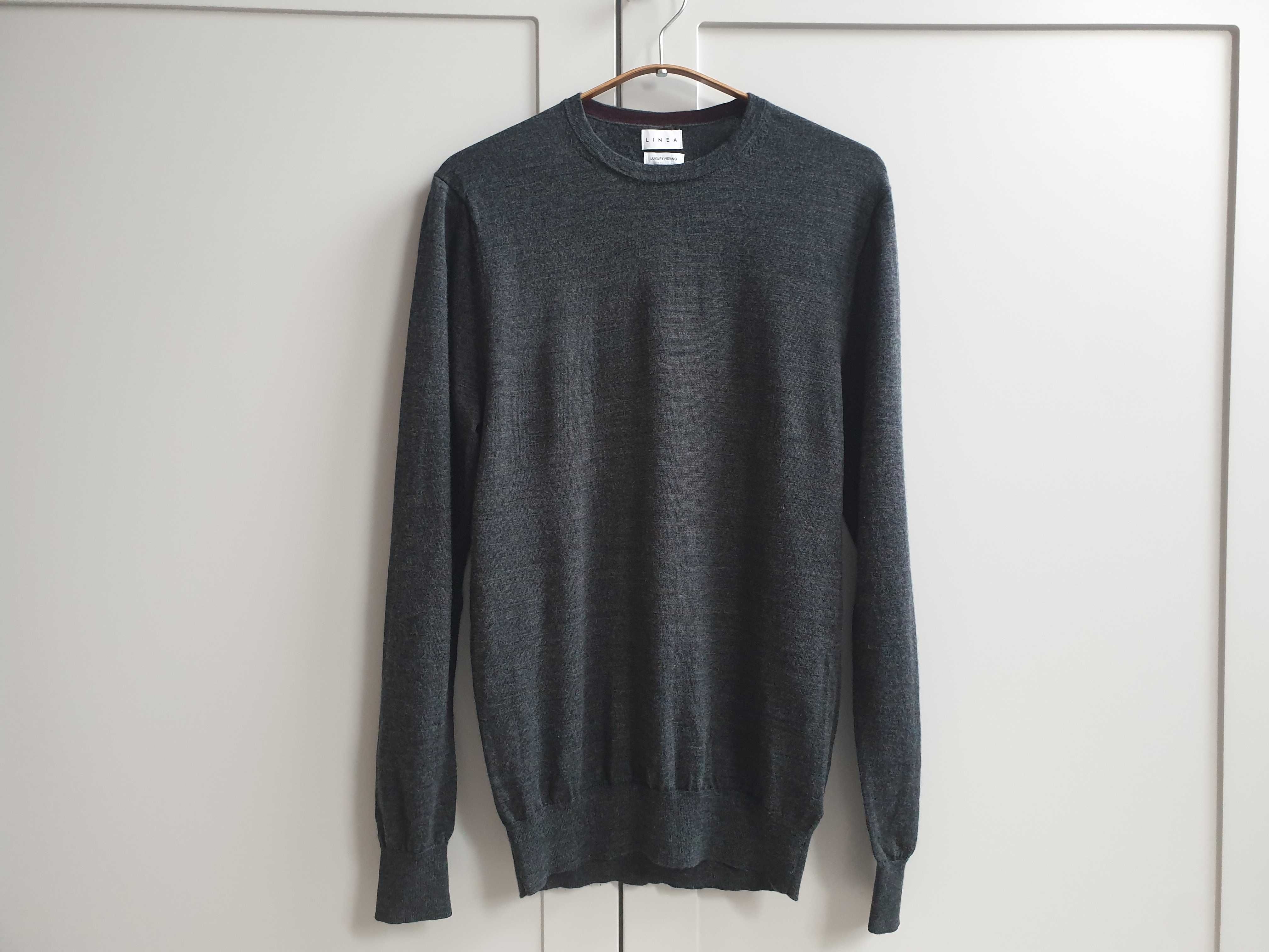 Szary sweter Linea 100% wełna merino męski bielizna termiczna