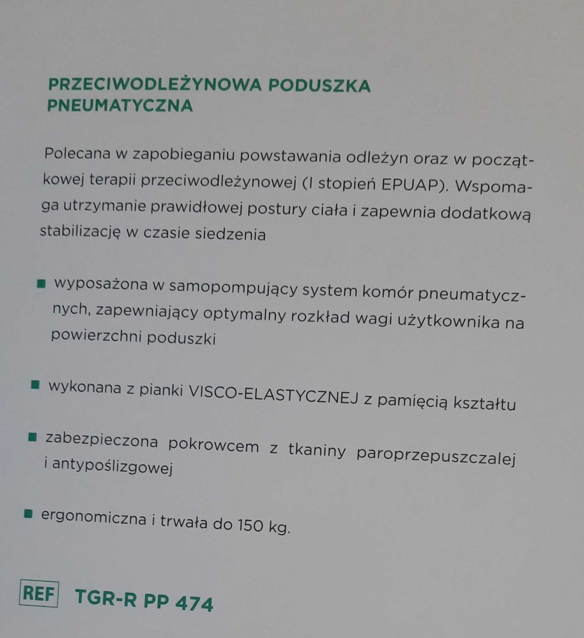 Poduszka pneumatyczna przeciwodleżynowa Timago z funkcją pamięci.