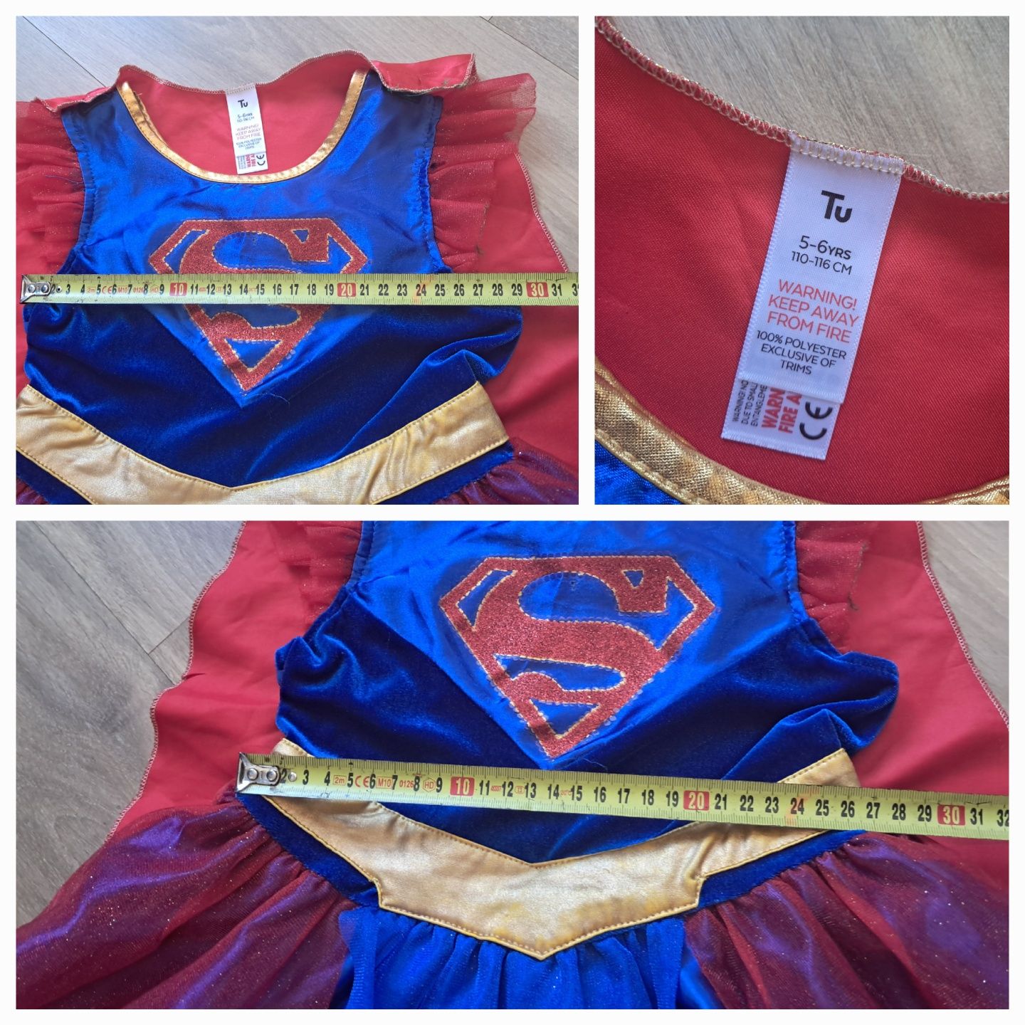 Supergirl superwoman sukienka + peleryna strój przebranie 110-116