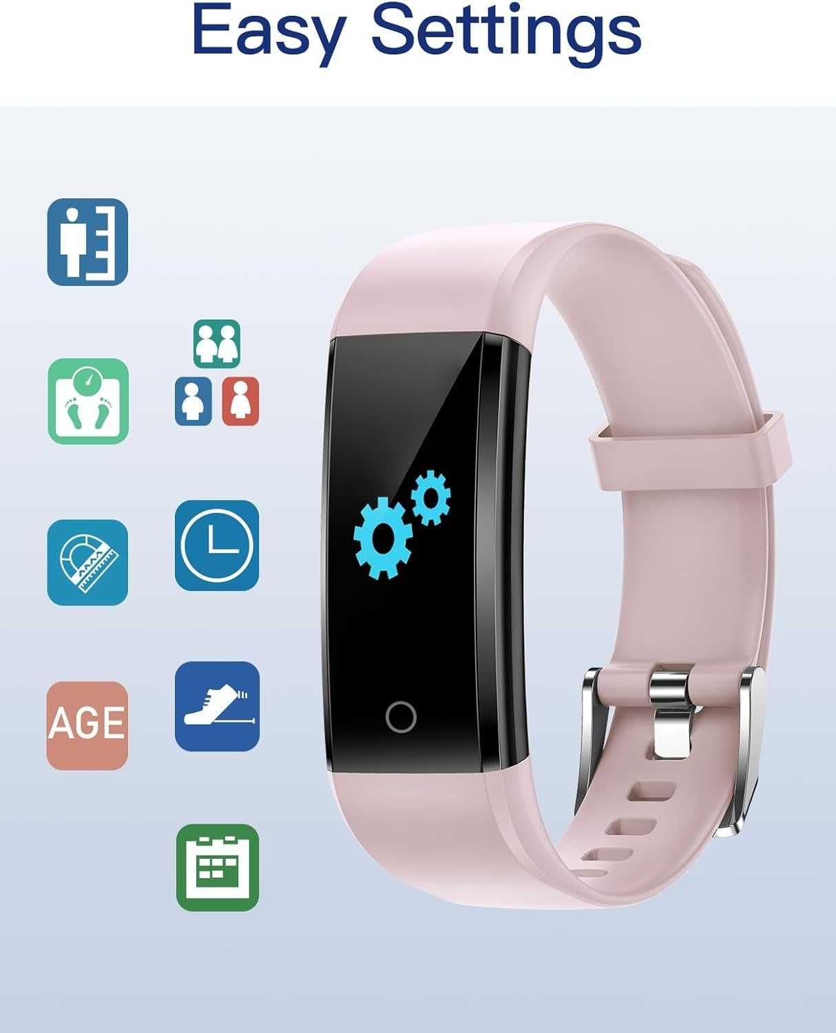 GRV Zegarek z Krokomierzem Bez Bluetooth, Monitor Snu/Kalorii, rożowy