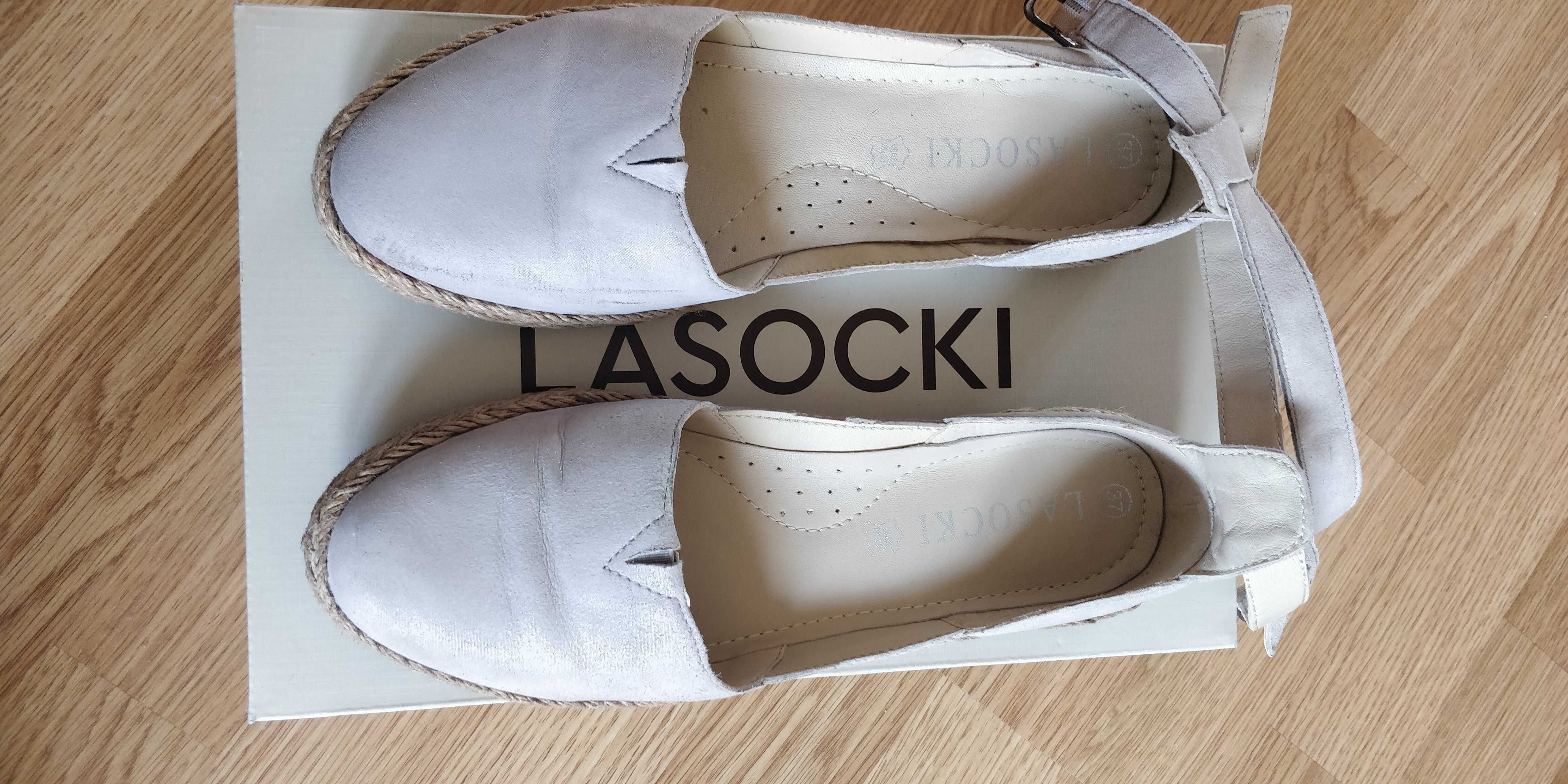 Espadryle buty zamszowe jasno szare Łasocki r. 37