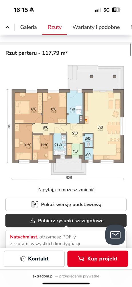 Projekt domu Mokka 6 odbicie lustezane