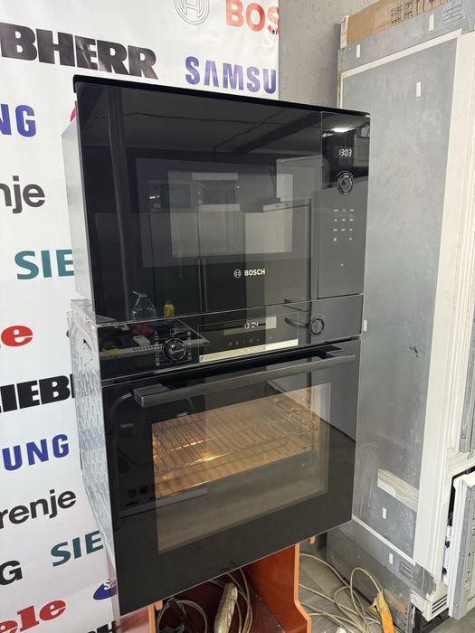 Чорна Духовка+мікро Bosch мікрохвильова піч духовий шкаф Бош