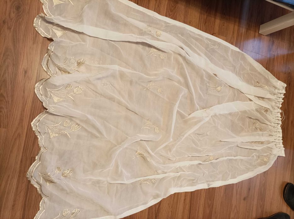 Firanki kreszowe z haftem 2 sztuki 150x140