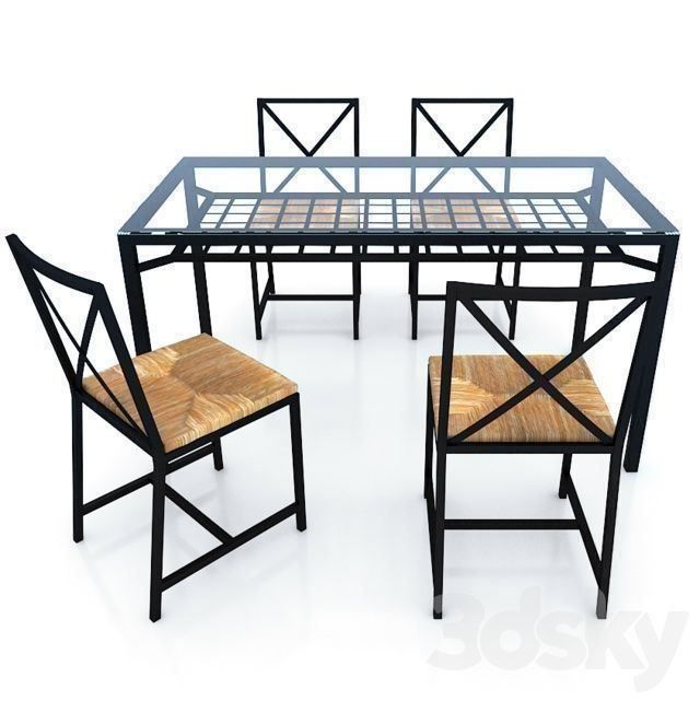 Mesa Ikea Granas Metal tampo de vidro + 4 cadeiras