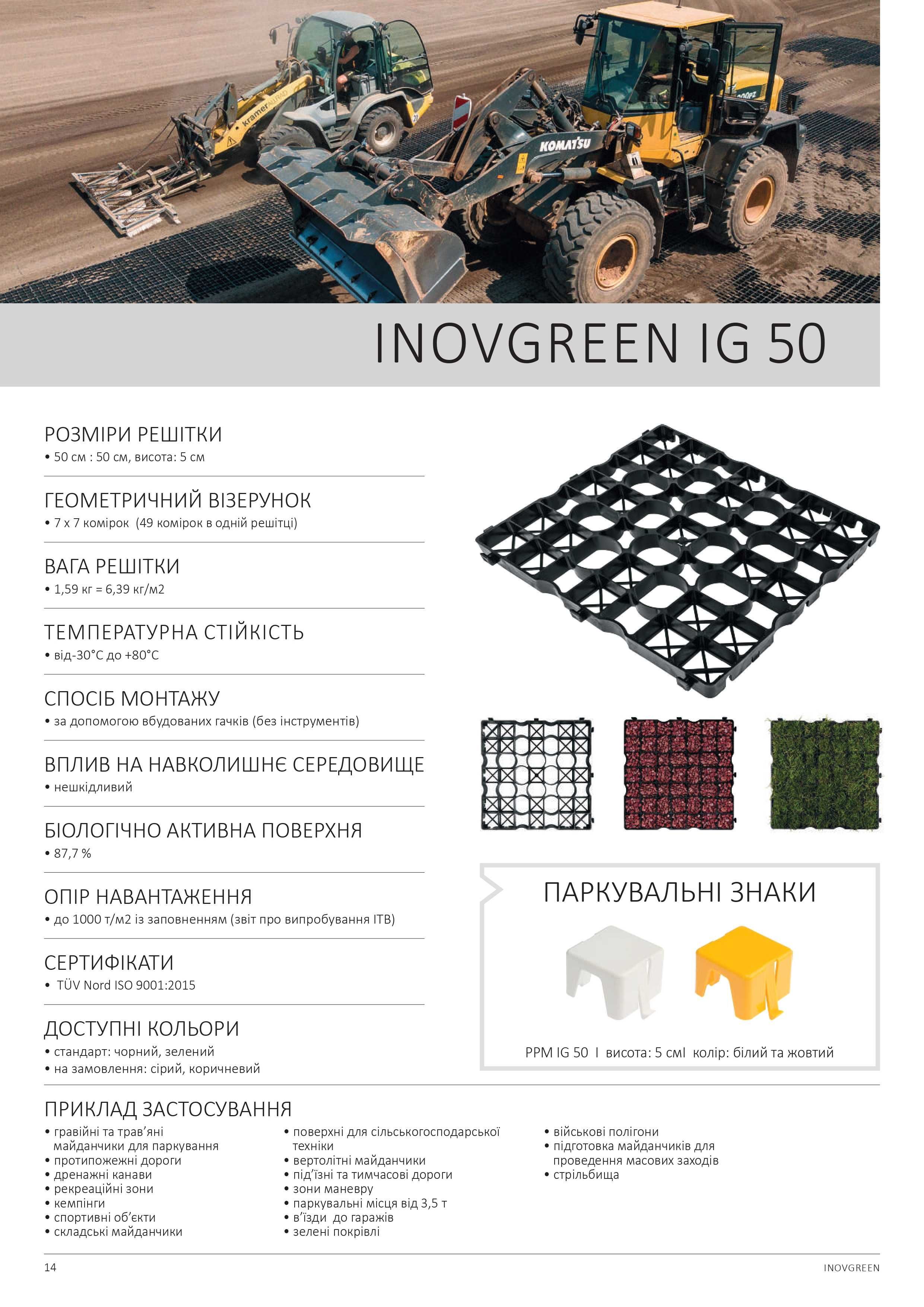 Решітки газонно-паркувальні Inovgreen IG50/Газонно-парковочные решетки