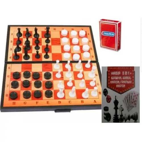 Набор 4 в 1      Максимус+ (шашки шахматы нарды и карты)