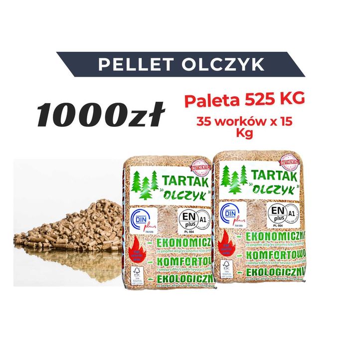 Pellet Olczyk EnPlus A1 6mm - Paleta 525 KG - Pakowany w workach 15KG