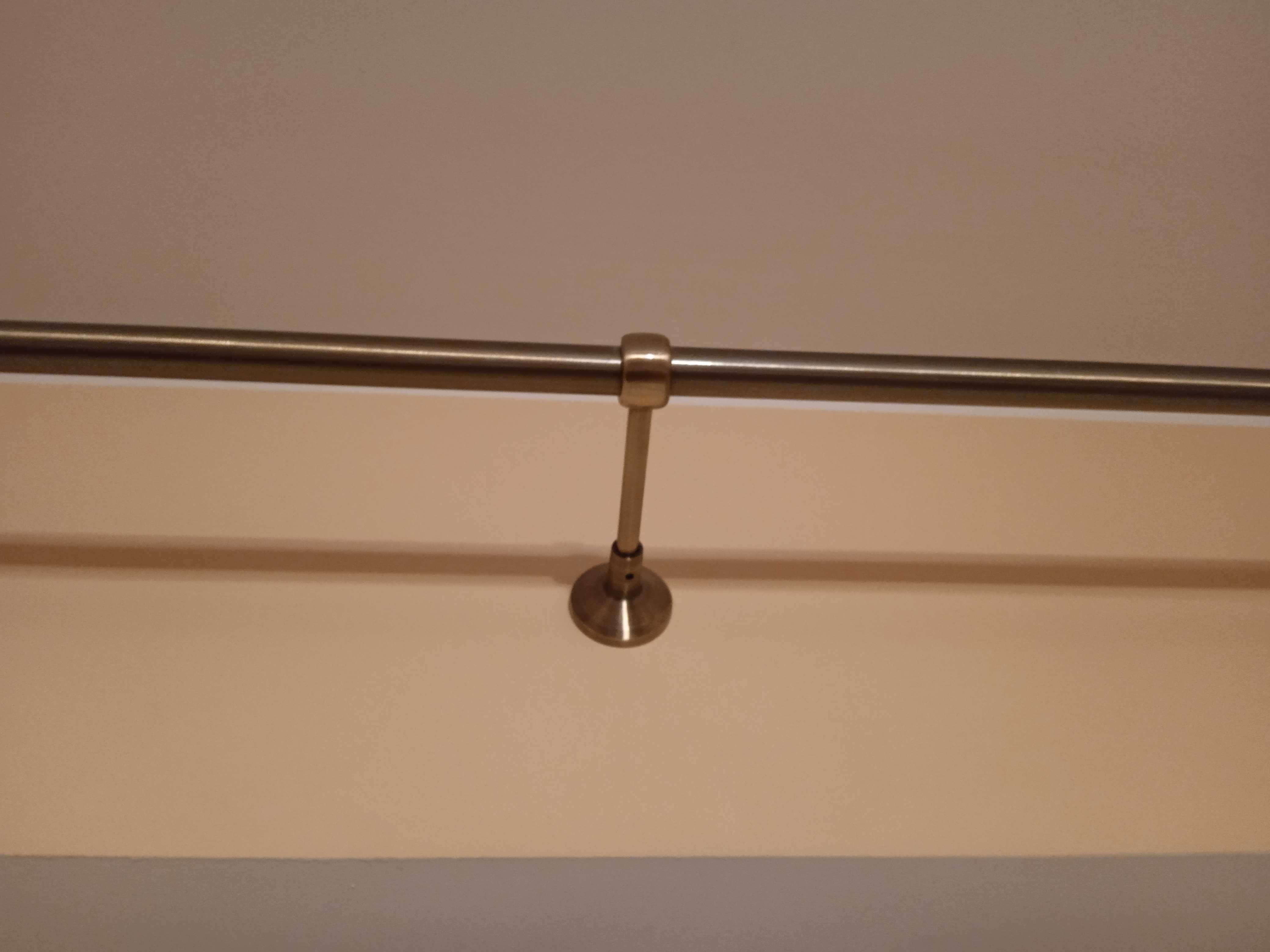 Karnisz pojedynczy antyczny mosiądz dł. 3,60cm kompletny w bdb stanie