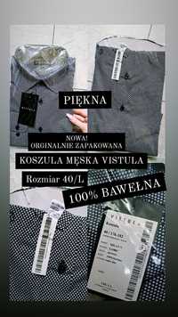 NOWA! Koszula męska Vistula roz 40/L 100% bawełna, orginalnie zapakowa