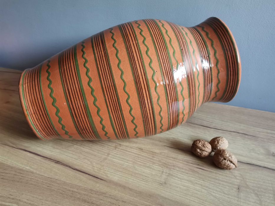 Stary duży wazon ceramika Spółdzielnia Kamionka Łysa Góra PRL 1960