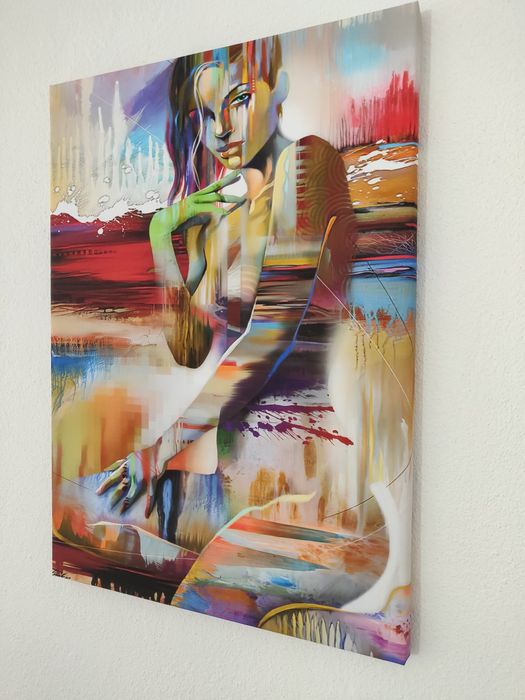 Tela mulher azul amarelo amarelo verde 51x70 (unidade/conjunto)