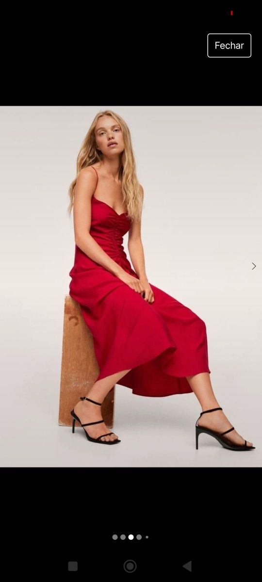 Vestido de cerimónia Mango Vermelho M