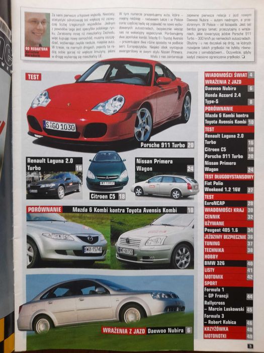 MOTOR Daewoo Nubira, Porsche 911, Citroen C5, Peugeot 405, rok 2003