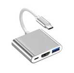 Перехідник для мак 3в1 Type-C to (USB, HDMI,Type-C)