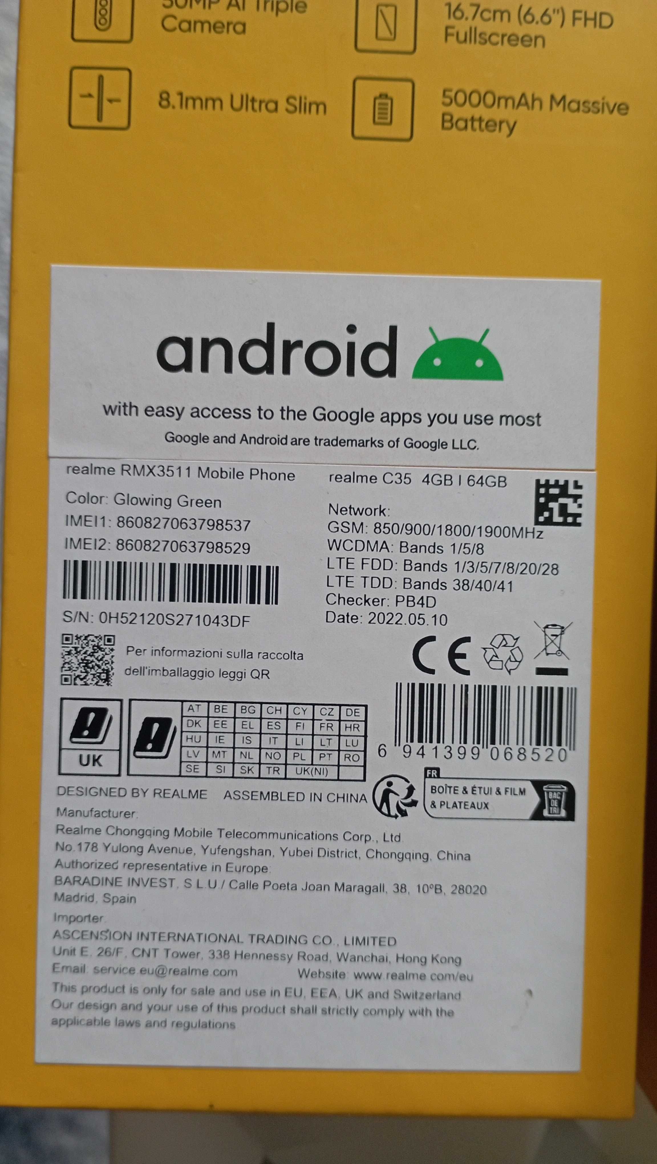 Smartfon realme C35 4 GB / 64GB 4G (LTE) zielony
