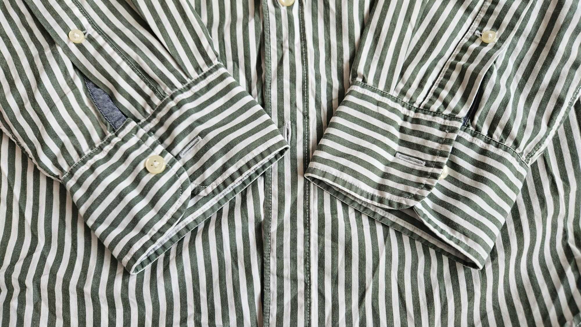 Koszula J.Crew button down biało-zielone paski M regular