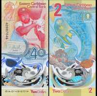 3 banknoty UNC - Karaiby - Gujana - Argentyna
