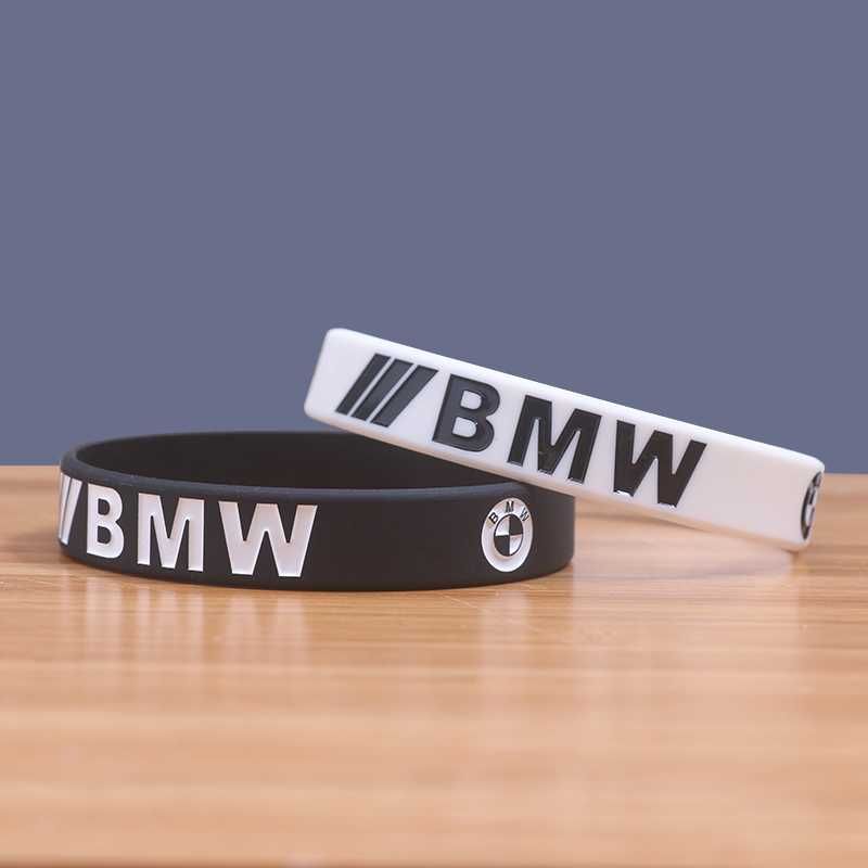 Bransoletka silikonowa gumowa BMW komplet biała czarna 2 sztuki nowy