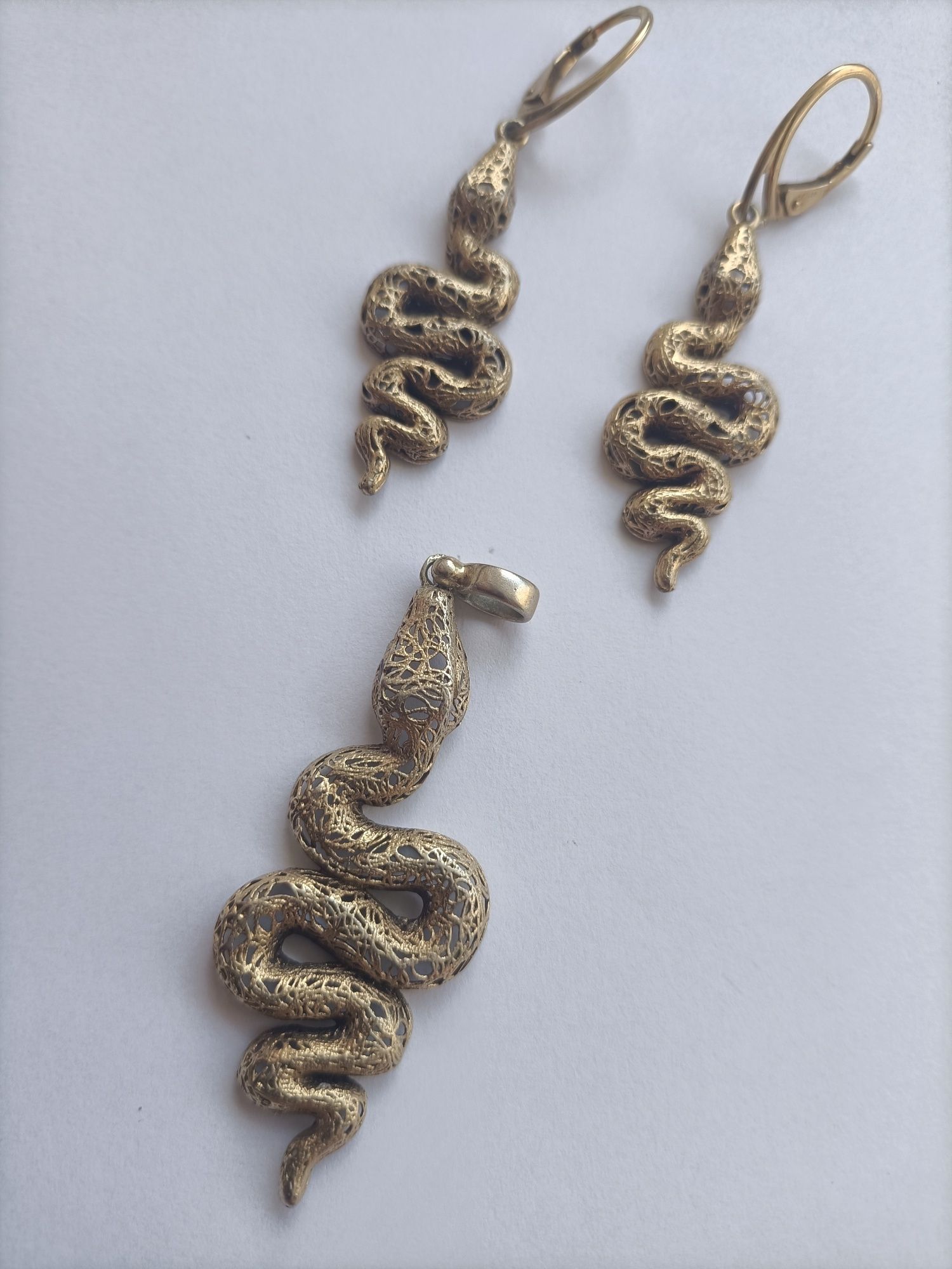 Komplet biżuterii srebrnej 925 pozłacany Apart wzór wąż
