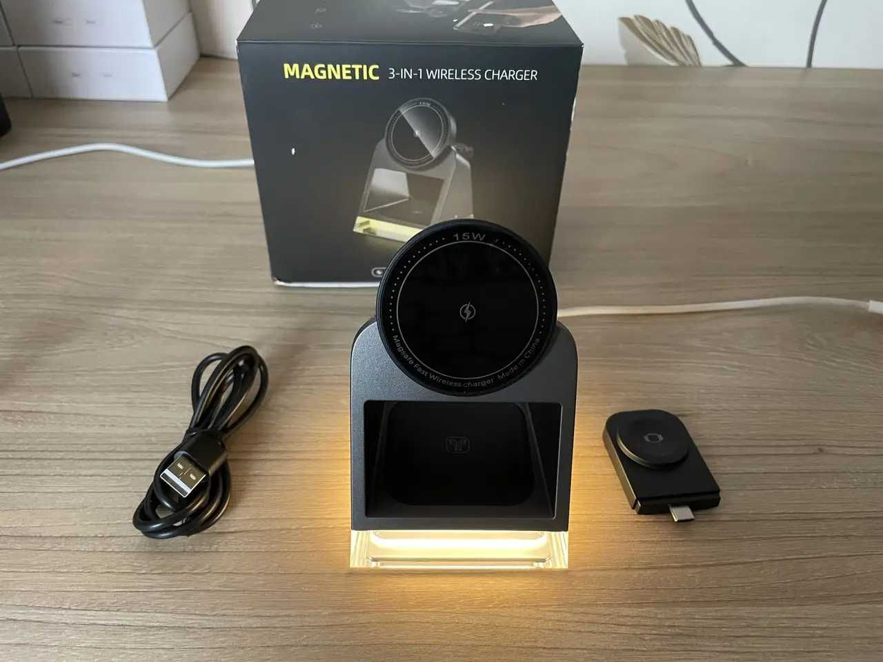 Беспроводная зарядка MagSafe W83 QI док станция с подсветкой ночник