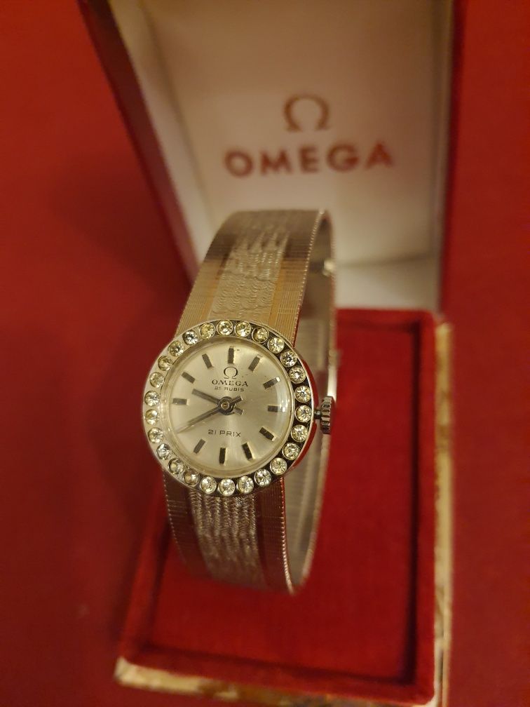 Omega 21 Prix White Gold 18k + Brylanty.