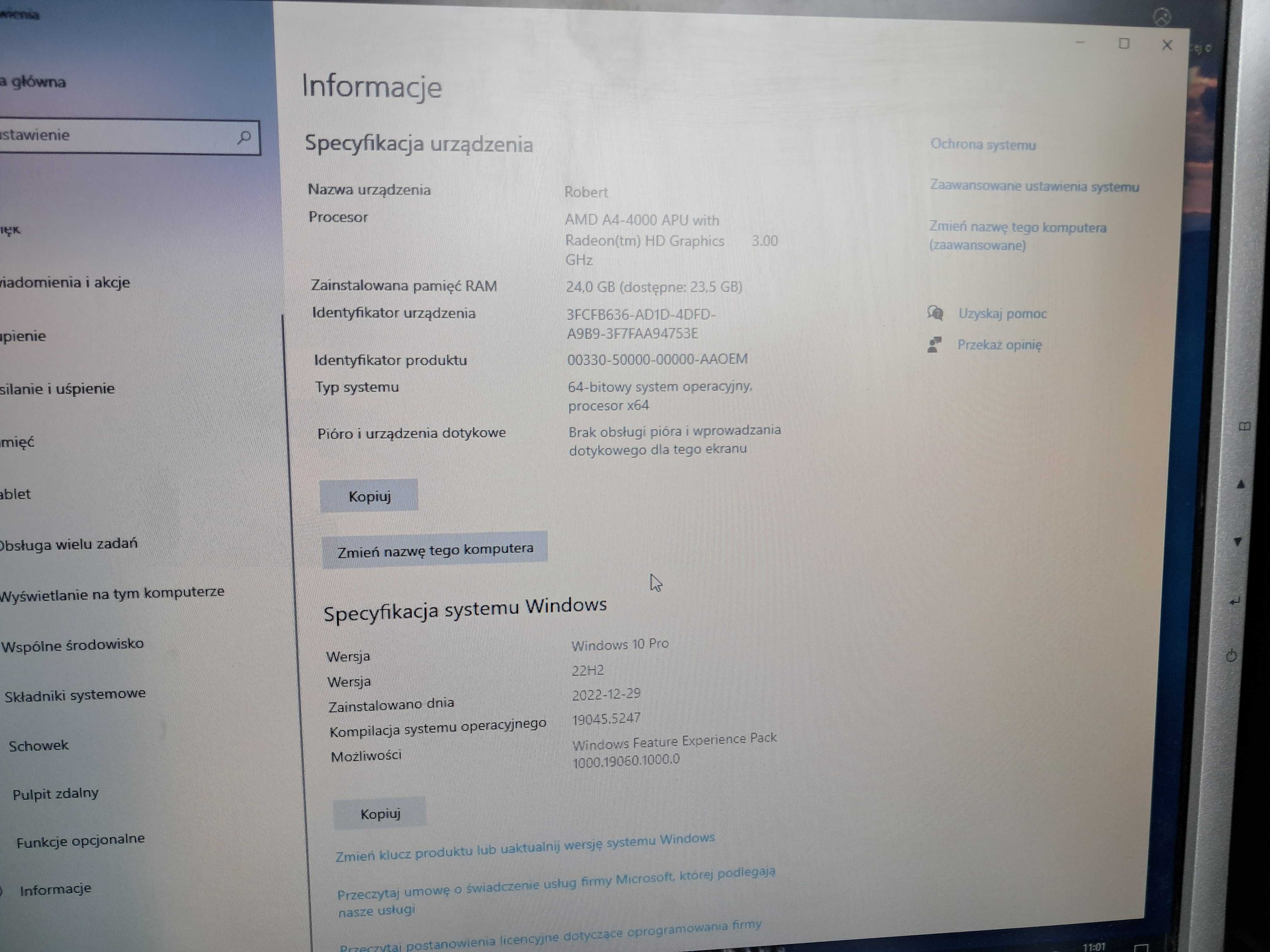 Komputer HP AMD A4-4000 3GHz Win10