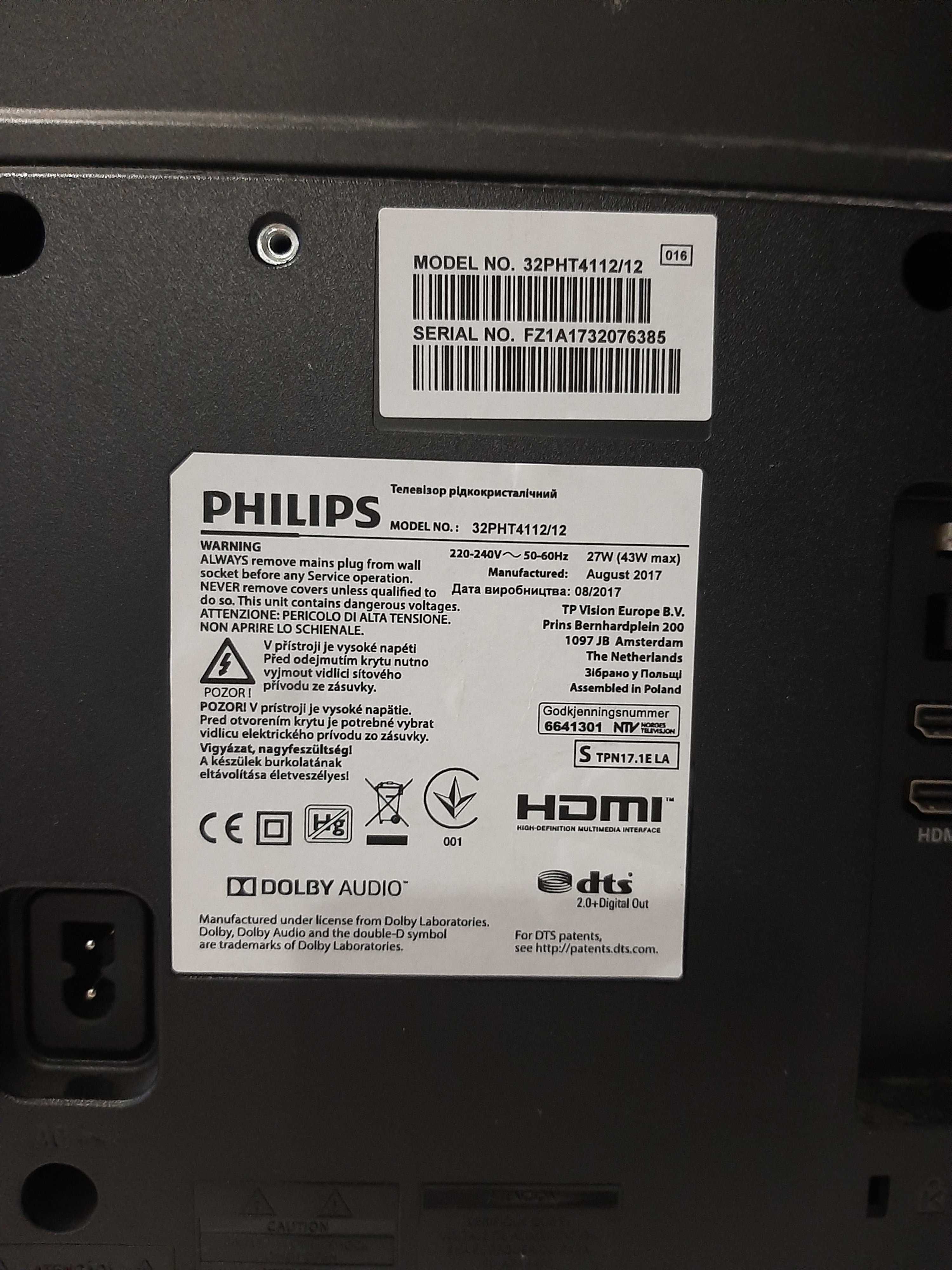 Telewizor TV Philips 32"  model 2017r   32PHT4112/12