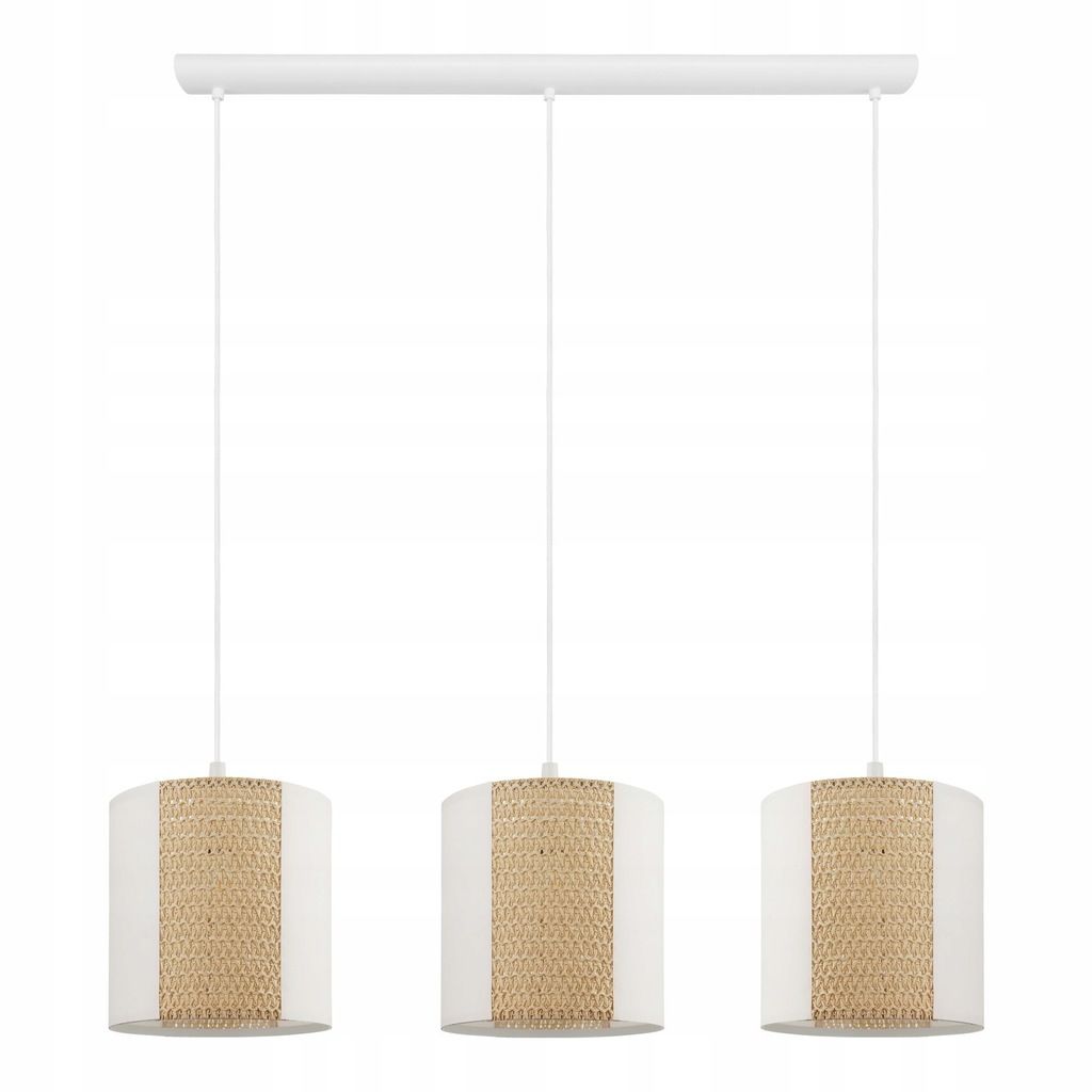 Lampa Wisząca Boho Biała 3 Klosze Abażury Eglo Arnhem 3 Punkty