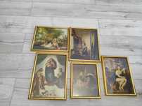 Komplet 5 obrazów Rembrandt Rubens w pięknej złotej ramce