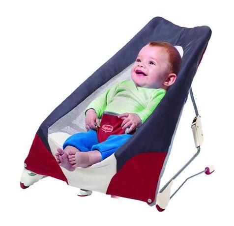 Leżaczek podróżny składany dla niemowląt szaro-czerwony TinyLove