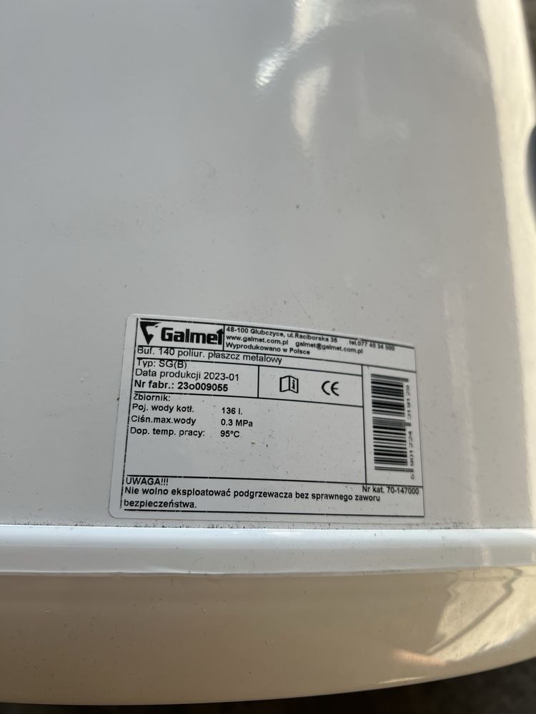 Zbiornik buforowy bufor Galmet 140l pompa ciepła wymiennik