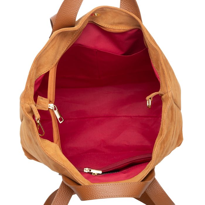 VEZZE torebka damska zamszowa shopper z długimi rączkami V498 czerwona