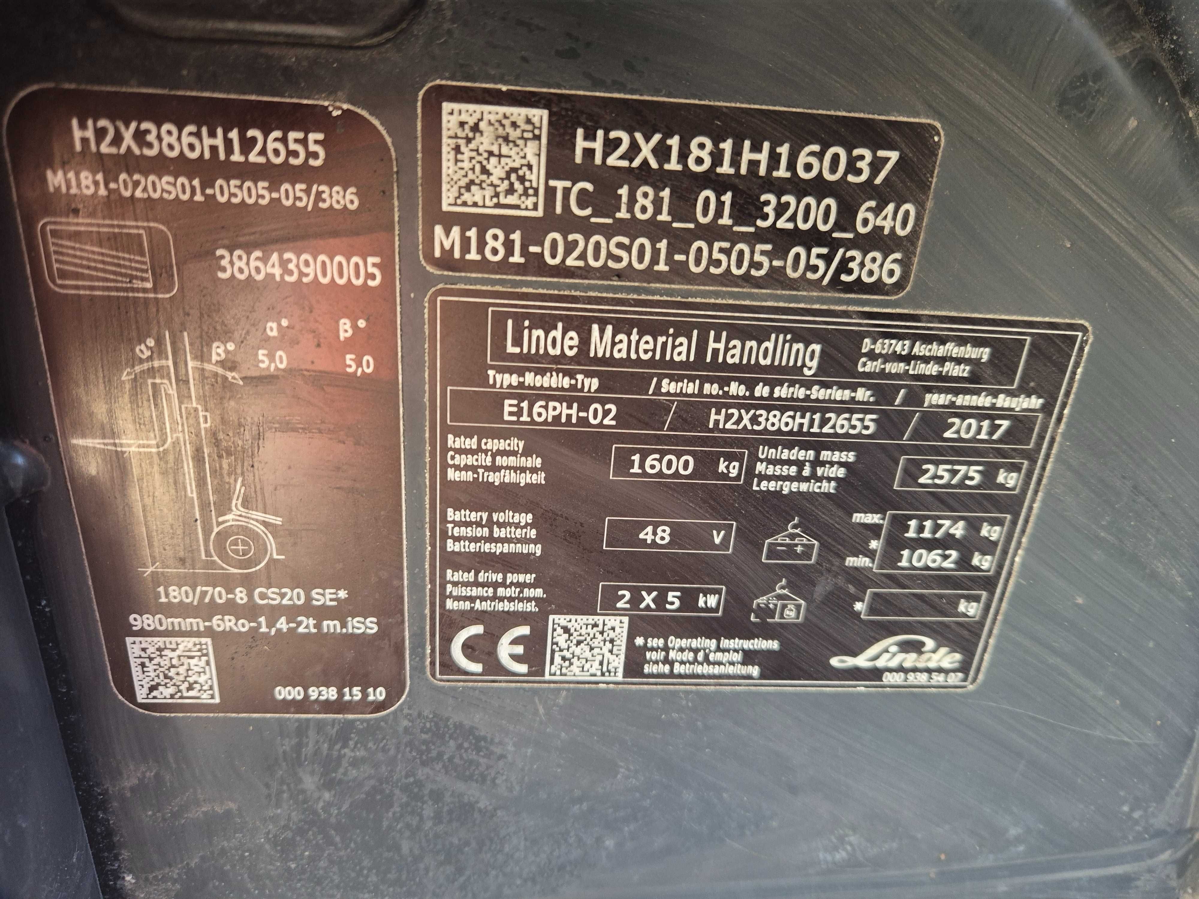 Wózek widłowy elektryczny Linde E16 PH-02 2018rok