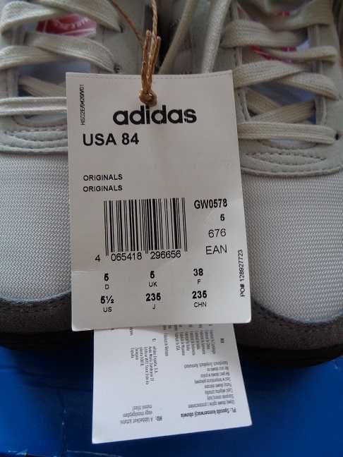 Buty Sportowe Adidas Unisex rozm. 38  Szare Nowe z Metką