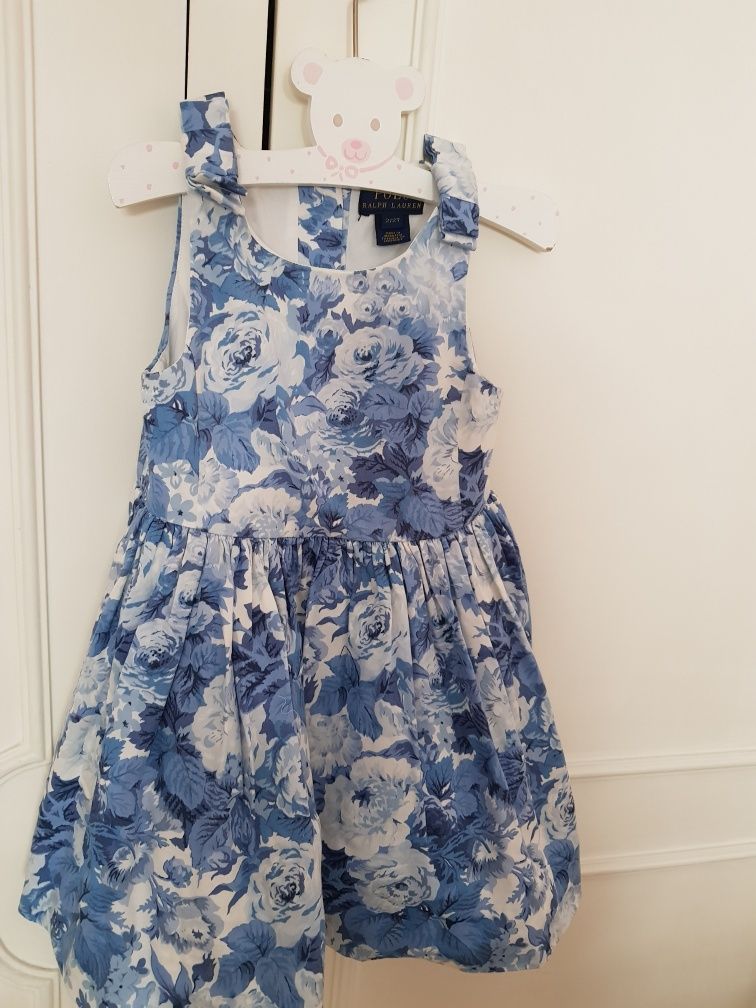 Vestido floral Azul e branco _Polo Ralp Lauren (original)