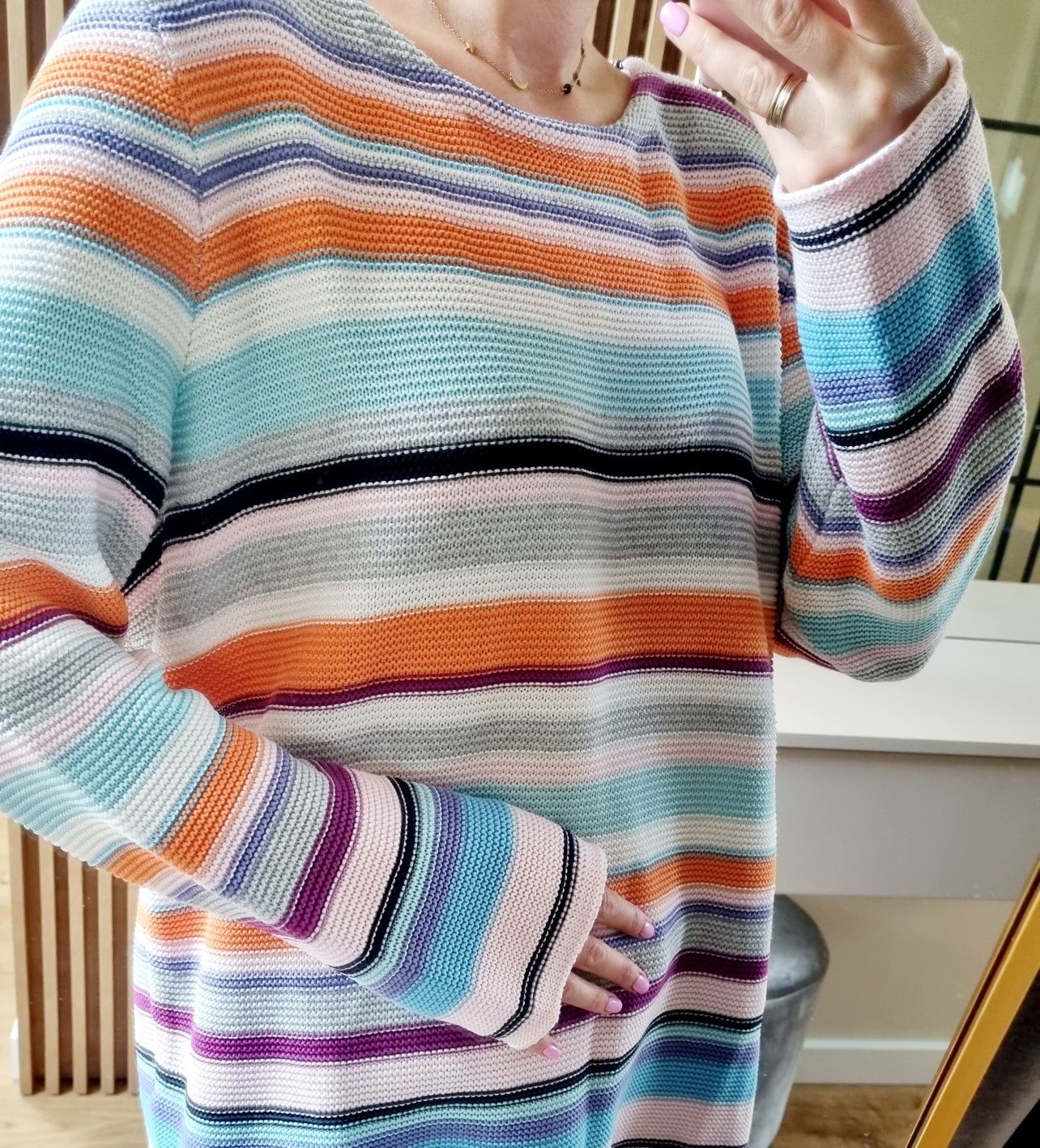 Sweterek kolorowy w paski Christian Berg XXL 48