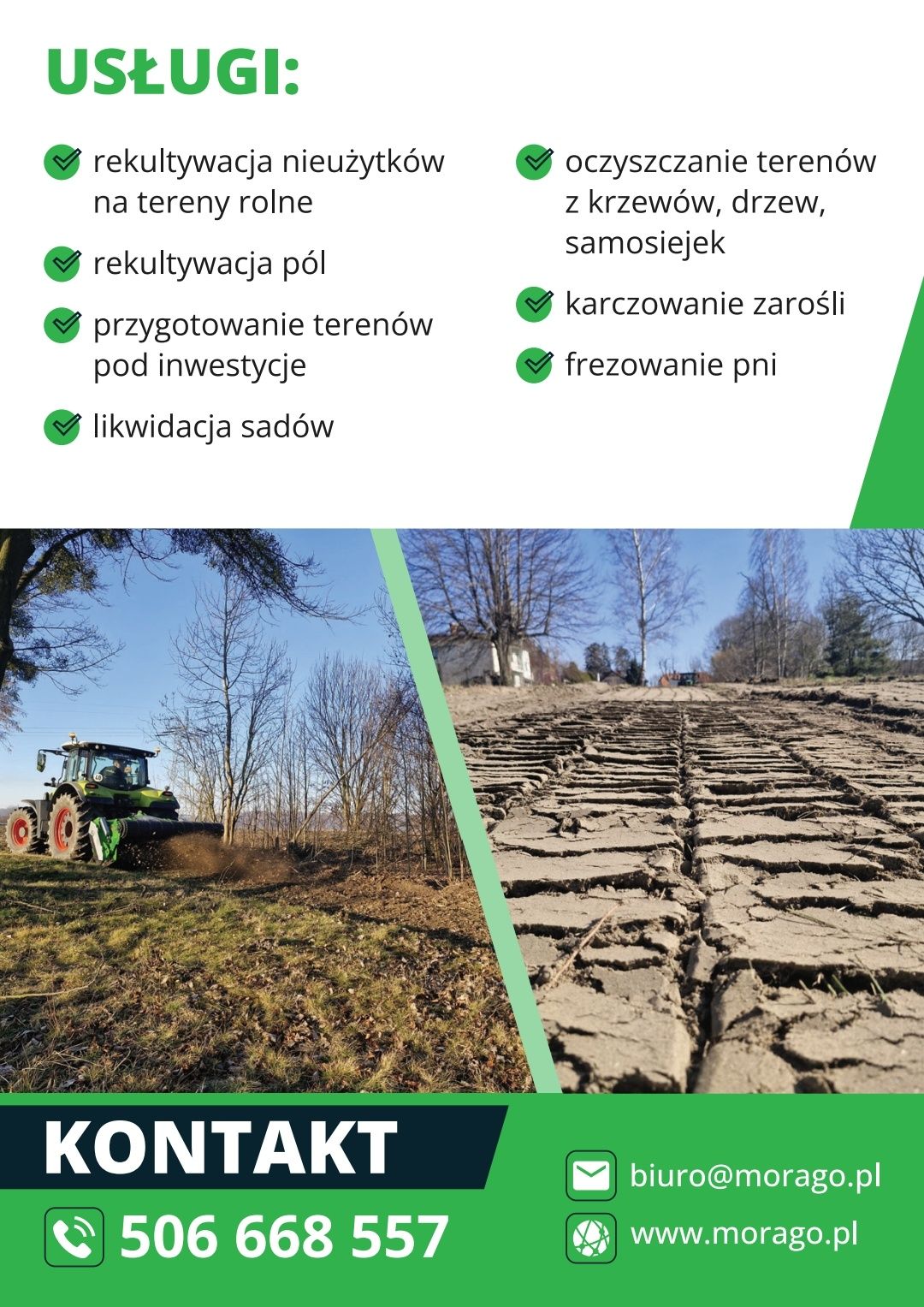 Usługi rekultywacji | mulczer wgłębny| karczowanie | niwelacja