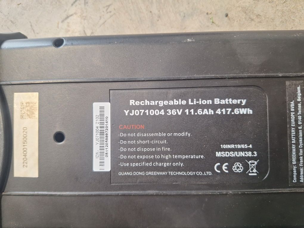 Baterie litionowe 36v 11.6Ah 417Wh sprawne + Ładowarka