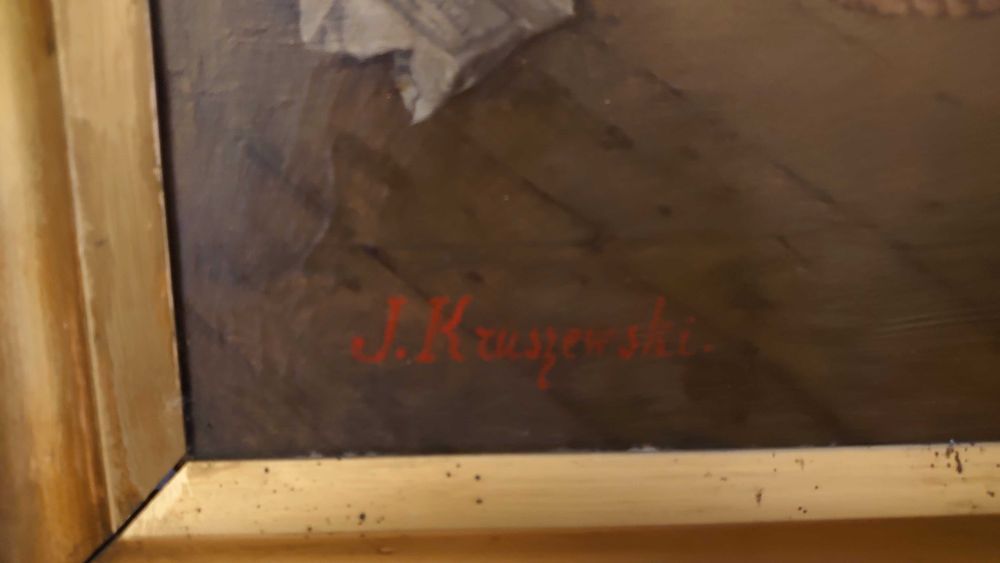 Józef Wincenty Kruszewski obraz "Krótka przerwa" olej