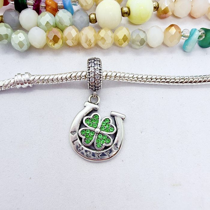 Zawieszka / Charms srebro S925 / Podkowa, koniczyna.