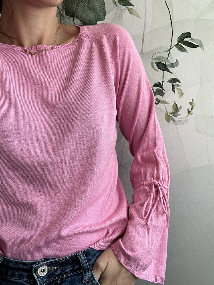 Bluzka sweterek szerokie rekawy wiazanie wiosenny s m only