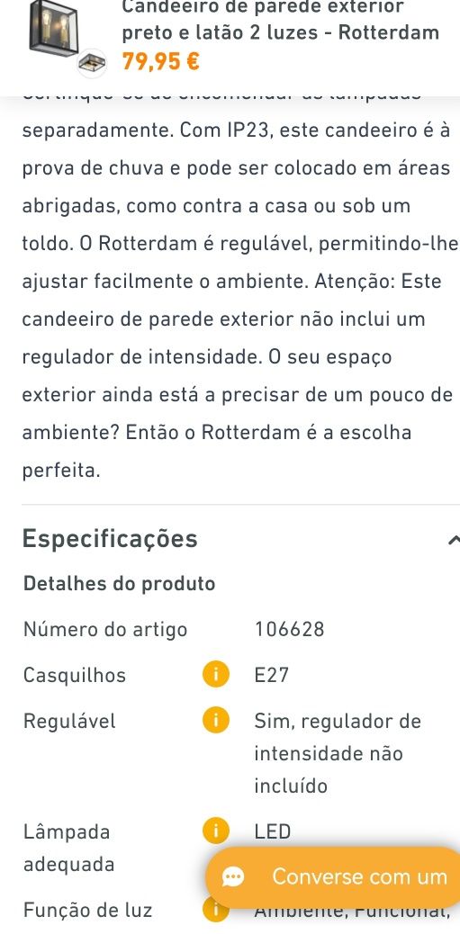 Candeeiro de exterior