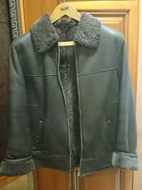 Дублёнка кожаная, куртка мужская зимняя, размер M