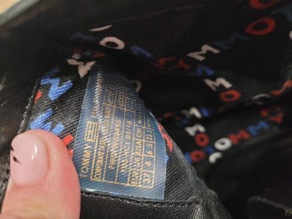 Botki tommy hilfiger 37 czarne skórzane