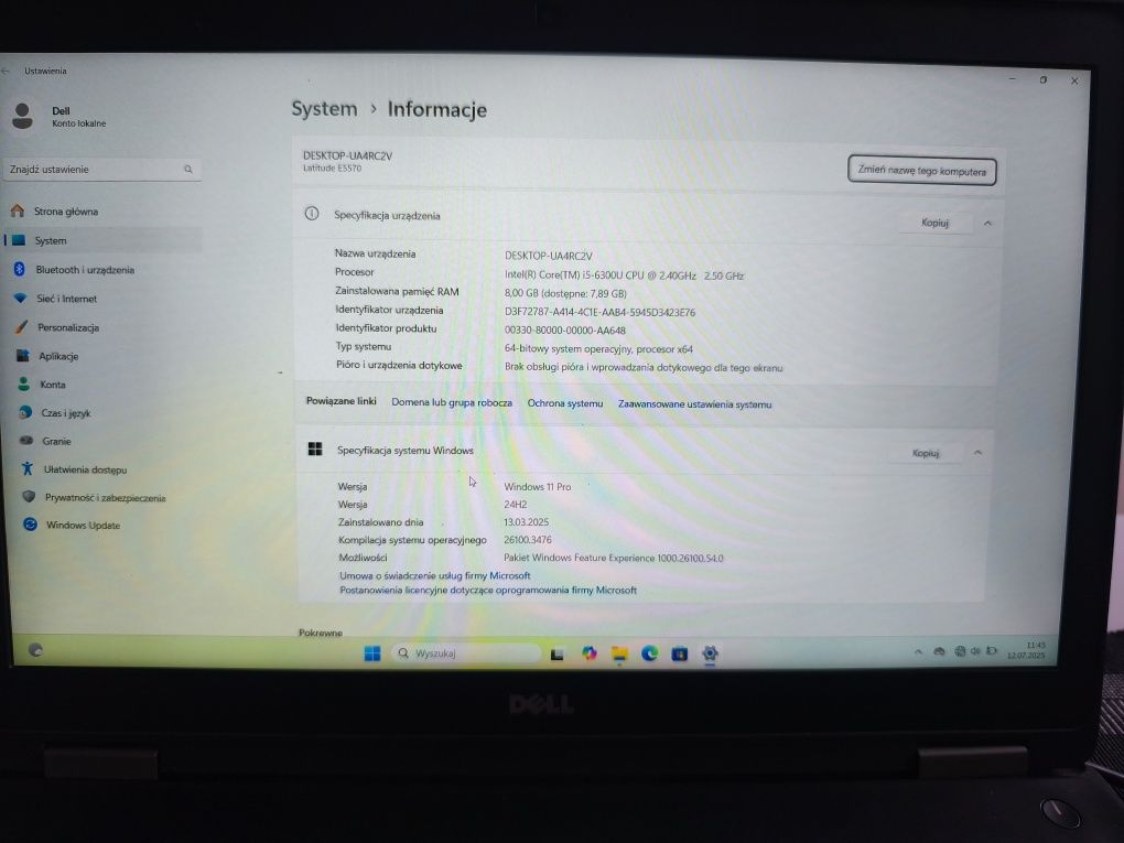 Dell Latitude E5570 | i5 • 8GB • 256GB SSD•Windows 11, Gotowy do pracy