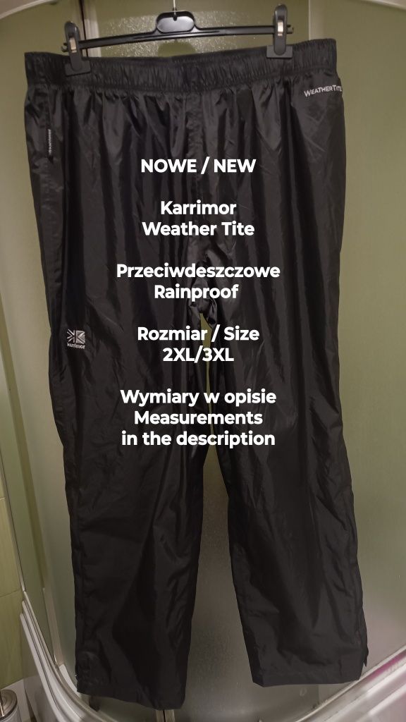 Karrimor  NOWE  Męskie spodnie przeciwdeszczowe, Rozmiar 2XL/3XL