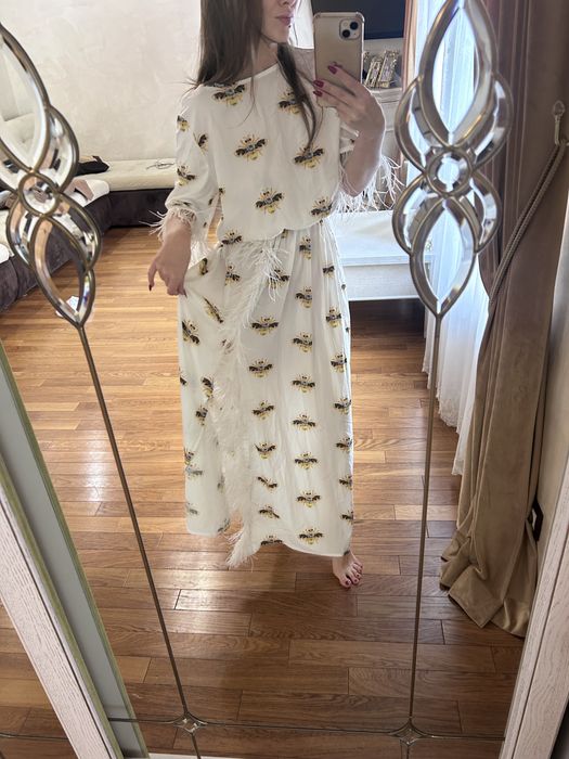 Довге плаття з пірям ,розмір s ,один раз одягла